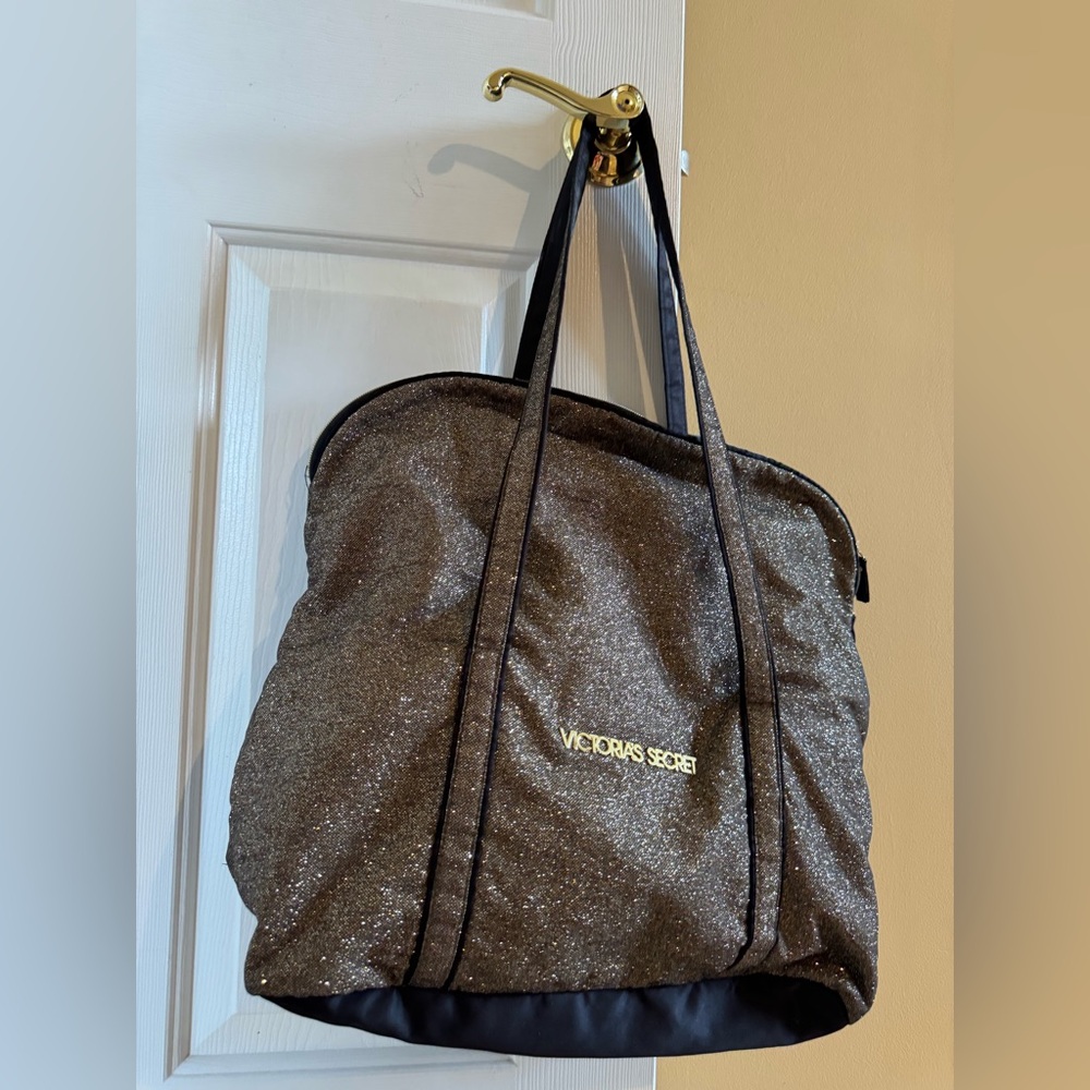 Victoria's Secret Duffle Bag, Silver and Black Shimmer